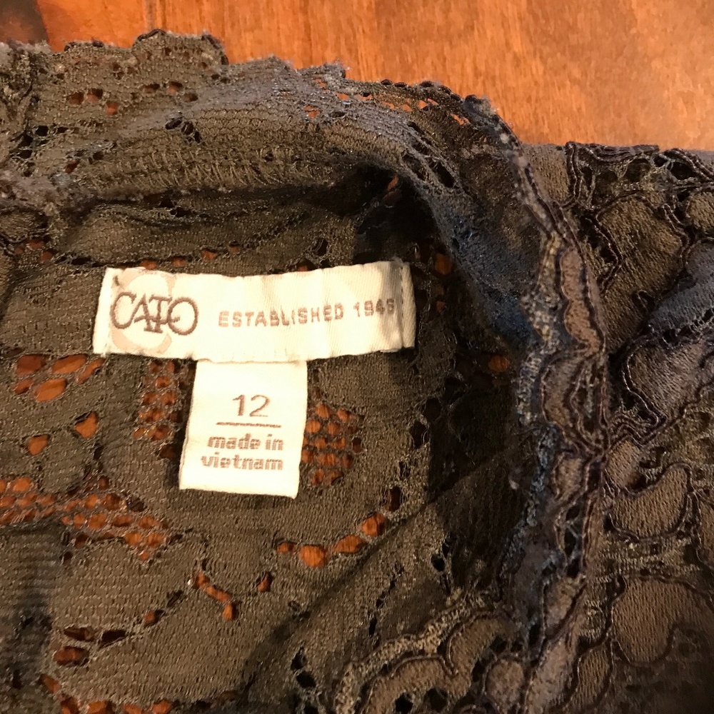CATO WOMEN’S SIZE 12 FLORAL LACE BATEAU NECK LONG SLEEVE PENCIL DRESS - Picture 3 of 4